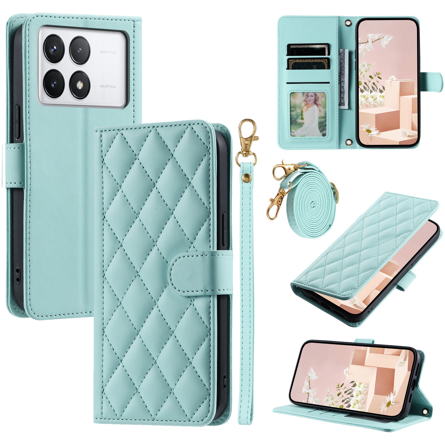 For Xiaomi Redmi K70E 5G / Poco X6 Pro 5G Leather Case Rhombus Grid Wallet Crossbody Phone Cover For Xiaomi Redmi K70E 5G / Poco X6 Pro 5G Leather Case Rhombus Grid Wallet Crossbody Phone Cover